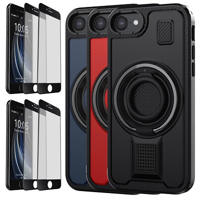 For iPhone SE 2020/2022 2 3 Rugged Kickstand Phone Case Cover / Tempered Glass
