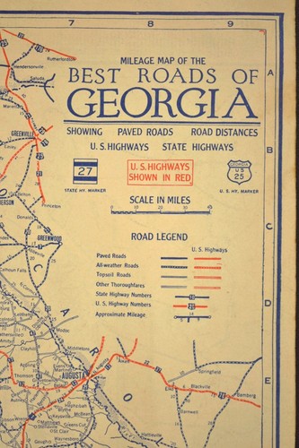 1927 Antique GEORGIA Highway Map Clason Best Roads Auto Trails 1920s Original - Picture 3 of 12