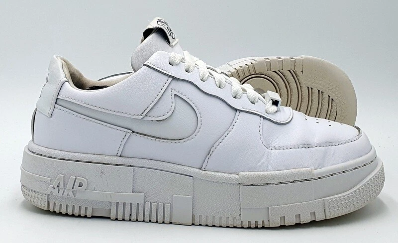 Nike Air Force 1 Pixel Leather Trainers CK6649 100 Triple White UK3 US5.5 EU36