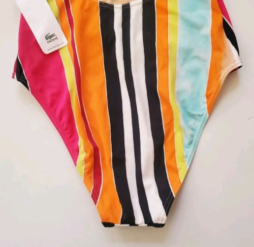 LACOSTE Swimsuit Swimming Costume 1 Piece Size XS Striped New With Tags - Picture 6 of 11
