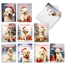 20 Asst'd Christmas Notecards 4"x5.12" w/ Envelopes (10 Designs) Santa's Labs