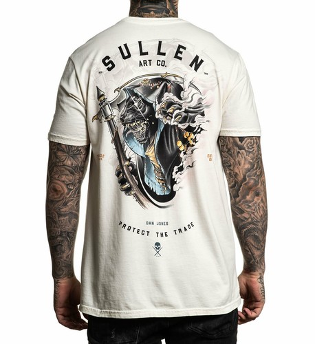 T-shirt Premium Sullen Pin Up Americana Metal Tattoo Art: Uomo, Cotone Morbido, Bianco Antico, Alejo GMZ Panther