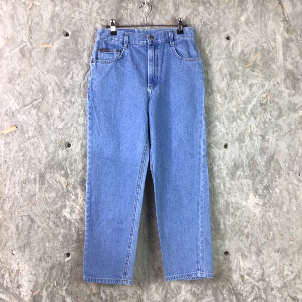 Pantalones de mezclilla de tiro alto de algodón lavado claro Lee Riders 12 1/2 para niñas  Foto 3 de 4