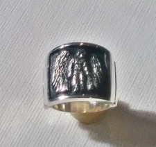 Guardian angel solid hand carved silver ring size 10.1/4