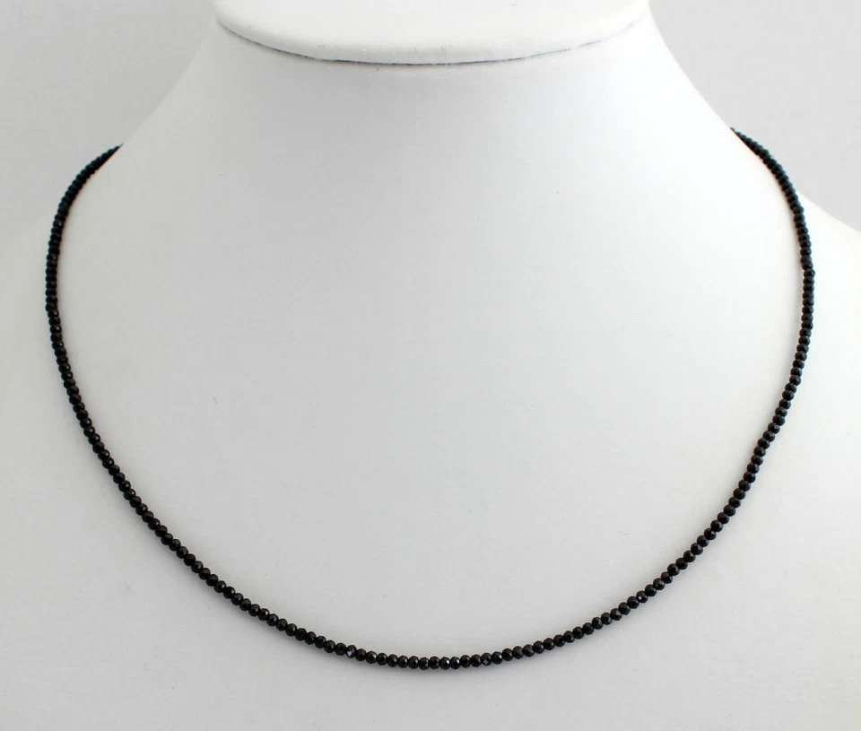 Negro Espinela Cadena Piedra Preciosa Fecettierte Collar 925 Plata ca.45 CM Neu - Imagen 1 de 1