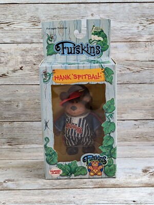 Vintage Furskins Hank Spitball Mini 3.5'' Teddy Bear Panosh Place Flocked Figure