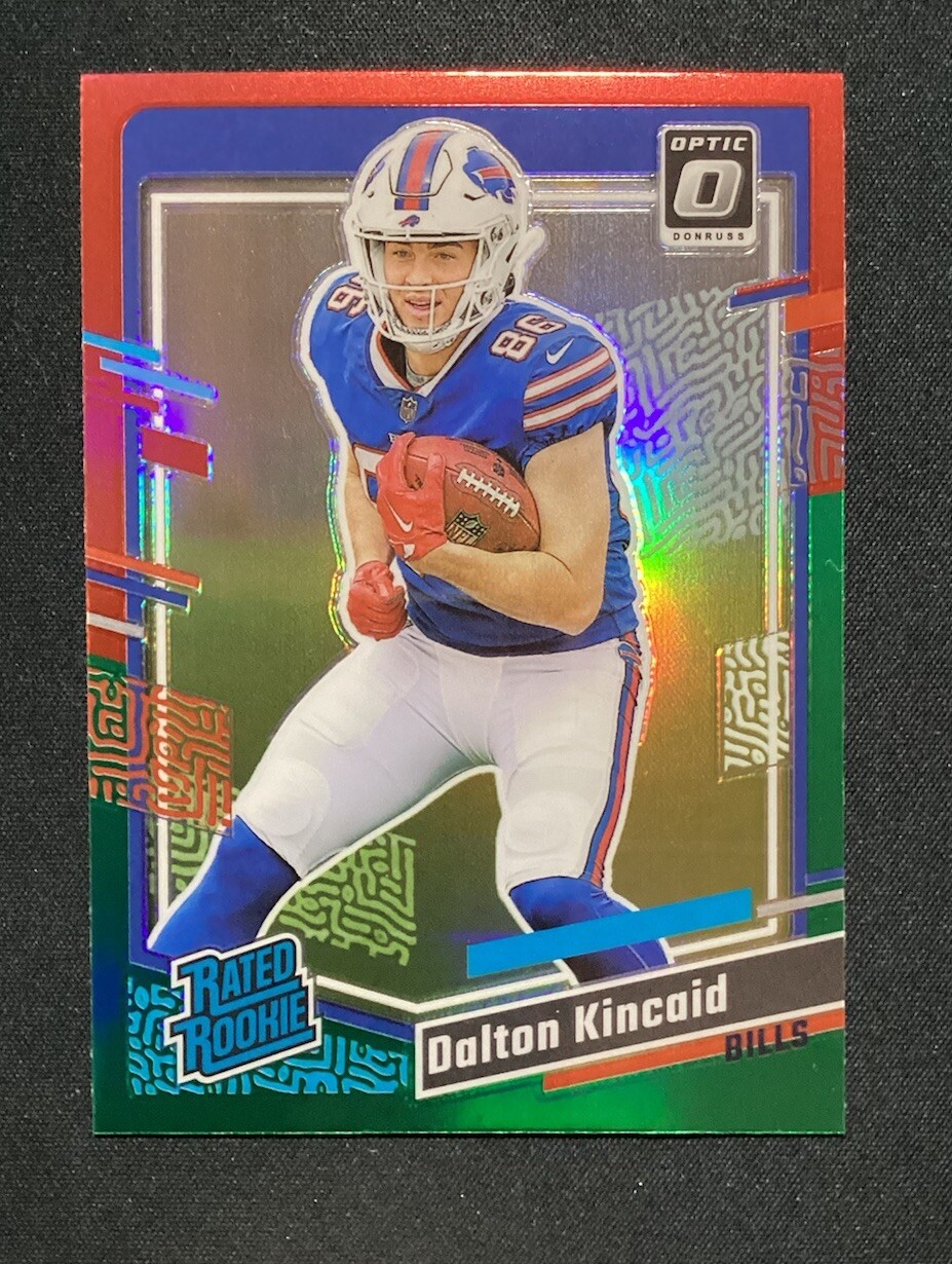 2023 Donruss Dalton Kincaid Rated Rookie Red & Green Prizm Optic Preview RC #308