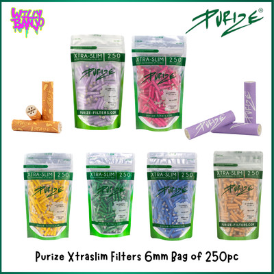 Purize Kohle Aktiv Extra Slim Filter Tips Kohle Rotauge - 6mm - 250er Pack