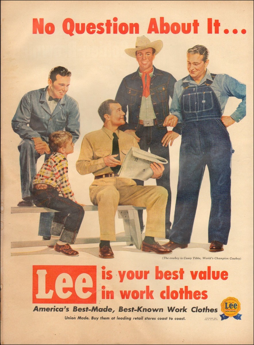 1956 Vintage ad for Lee Clothes`Work Clothes retro Fashion Shoes