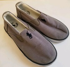 Polo Ralph Lauren Gray Mansheim Preschool Size Sz 10 Slip-On Canvas Shoes 999054