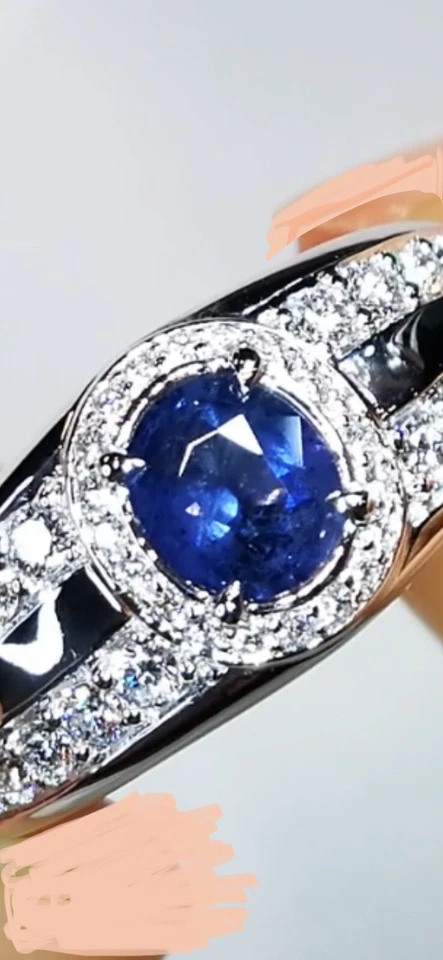 Certified Kat Florence Kashmir unheated Sapphire and D Flawless ring. - Image 3 of 4