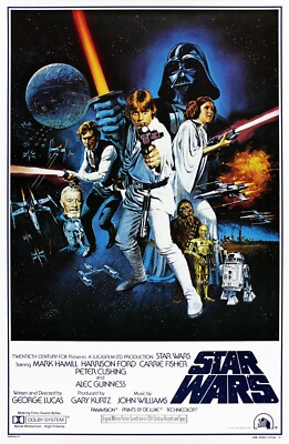 1977 Star Wars Episode IV A New Hope Movie Poster 11X17 Darth Vader Luke  