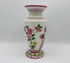 Laura Ashley Home FTD Floral Stripes Ceramic Vase English Roses Cottage Core