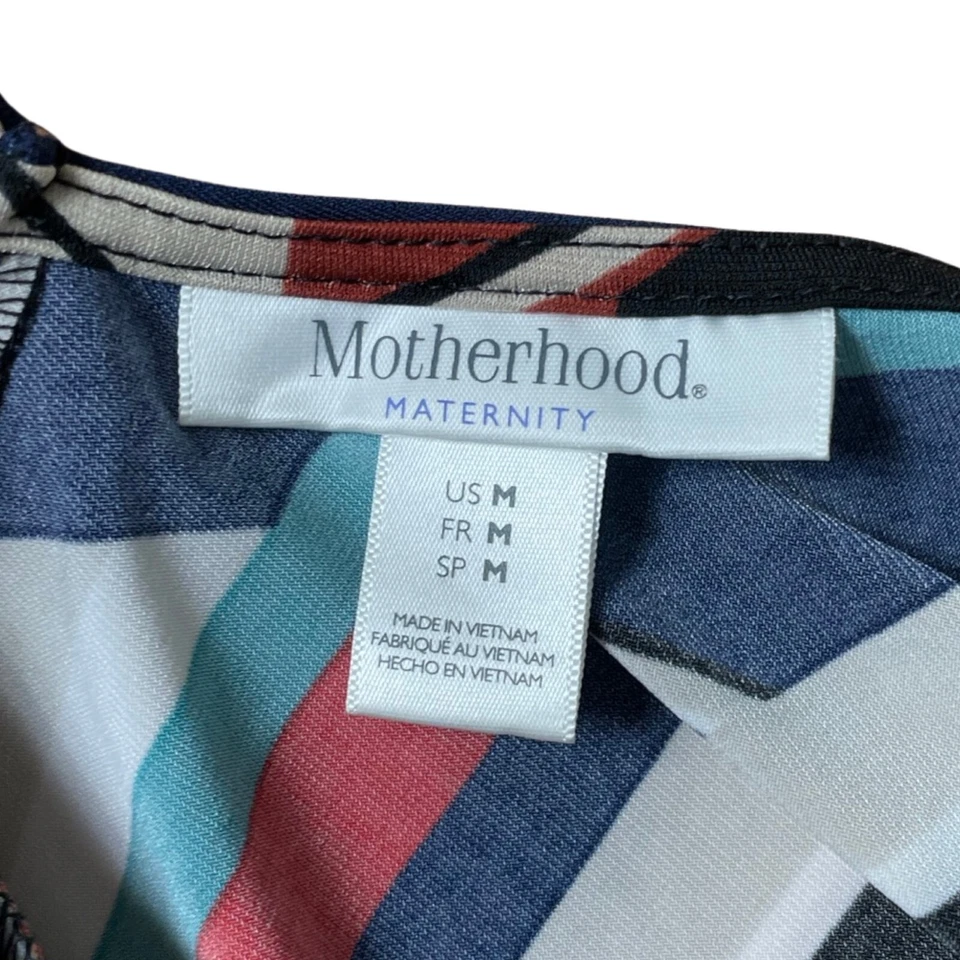 Motherhood Maternity Dress Geometric Print Wrap Style Stretch Knit Size Medium - Image 2 of 4