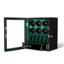Automatic Rotation 6 Watch Winder With 5 Watches Display Storage Box Case LED