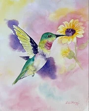 Hummingbird Original Watercolor Painting 