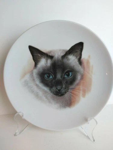 Bavaria Schumann Arzberg Germany Siamese Cat plate Vintage 1970's