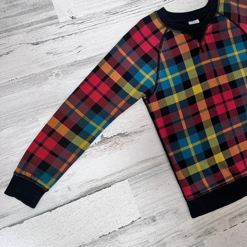 Hanna Andersson Boys Sweatshirt Size 8 Rainbow Plaid French Terry Pullover - Picture 4 of 8