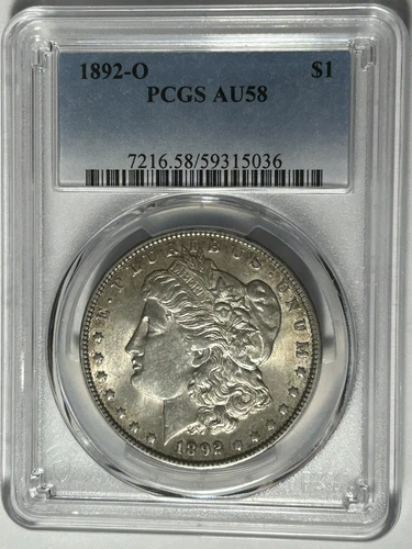 1892 O MORGAN DOLLAR PCGS AU 58