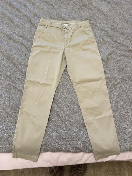 Women BOSS Orange Trousers Beige Cotton 38 / M /