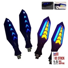 Motorcycle Turn Signal Lights, Arrow-shaped Dual Sided Flowing 4 PCS Blue