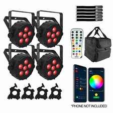 Chauvet DJ SlimPAR T6BT ILS Compact Wash Lights 4 Pack w Carry Bags