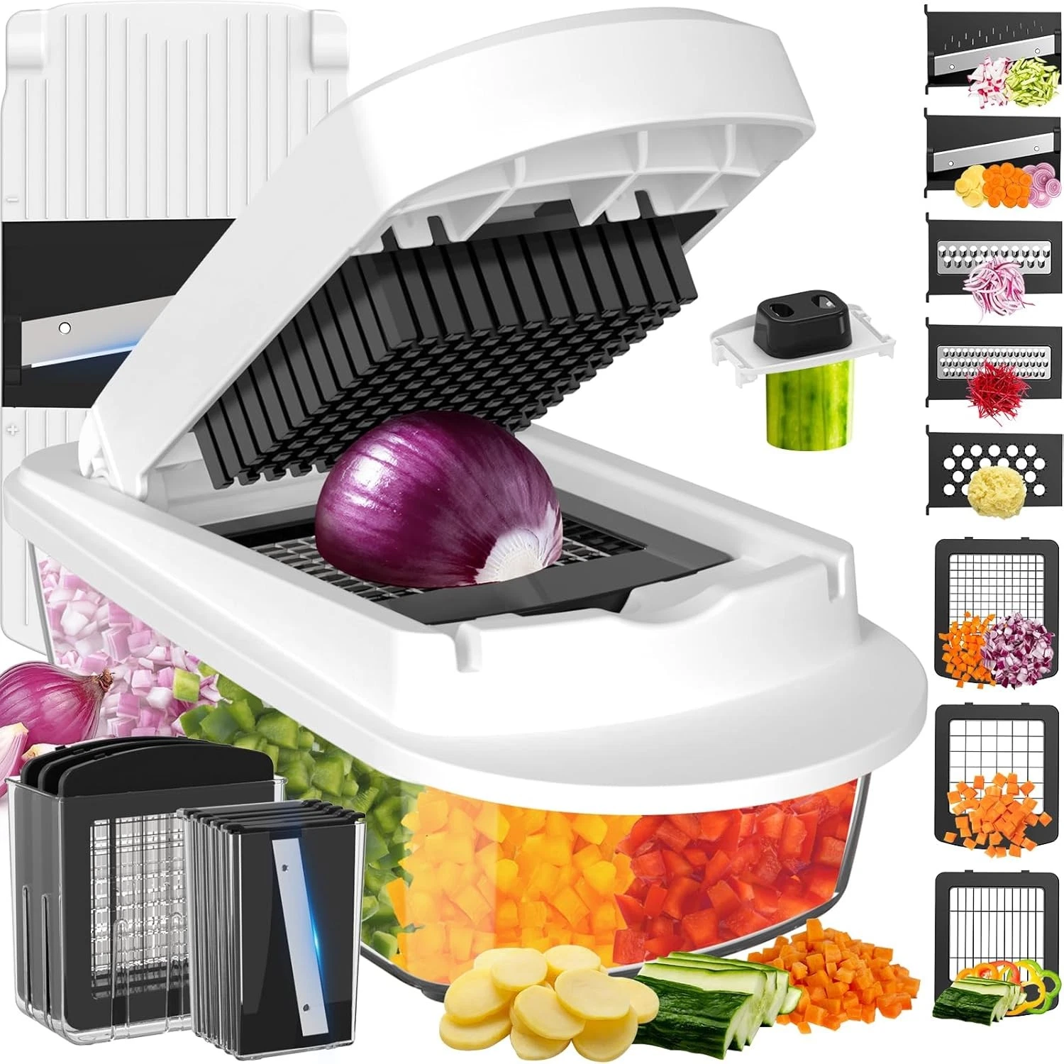 8 Blade All-in-1 Vegetable Chopper Mandoline Slicer with