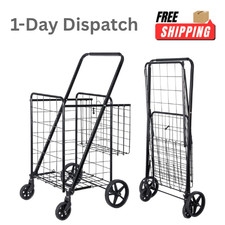 SUPER DEAL Folding Shopping Cart with Wheels Double Basket