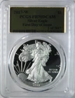 2017 W Proof American Silver Eagle Gold Foil Label First Day PCGS PR70 DCAM