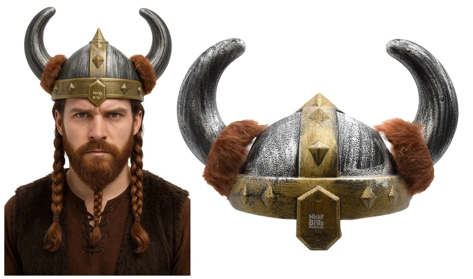 Mujer Sombrero Vikingo Nórdico Casco Bárbaro con Cuernos de Piel Sintética Disfraz Accesorio Foto 4 de 4