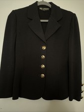 Rare ST JOHN Basics Black Santana Knit Jacket With Golden Buttons size 2