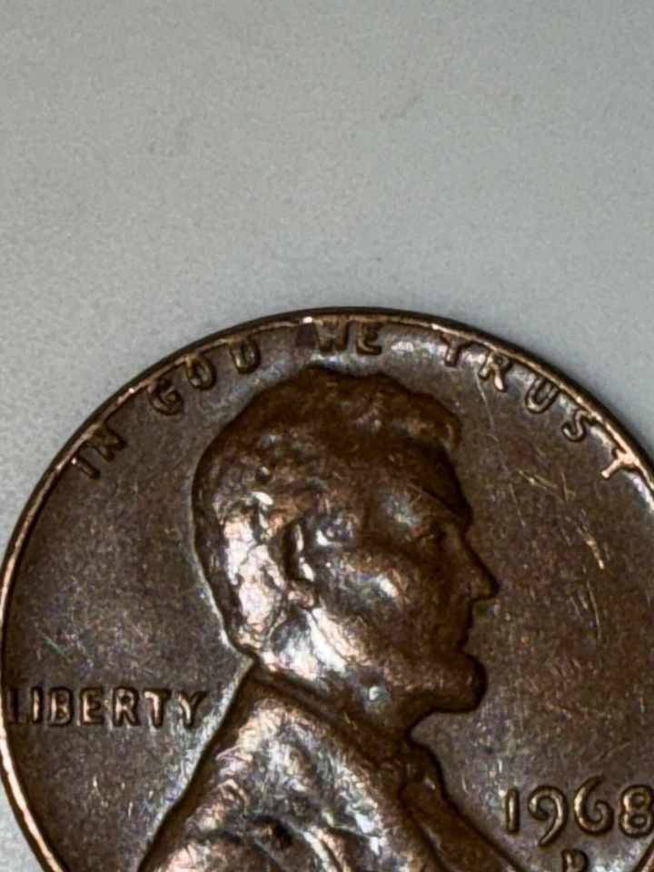 Rare 1968 D Penny “L On Rim” And Top Rim Error - Image 2 of 4