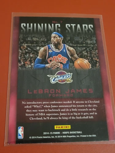 2014/15 Hoops Shining Stars Card 7 LeBron James - Picture 2 of 2