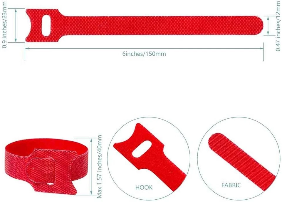 Reusable Fastening Cable Ties 6 in Cable Management Ties 100 pcs Cable Straps.. - Image 3 of 4