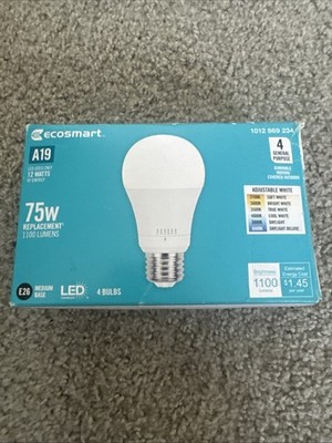 ECOSMART 75 Watt Eq. Dimmable LED Light Bulbs A19 Soft White 1100 Lmns (4-Bulbs)