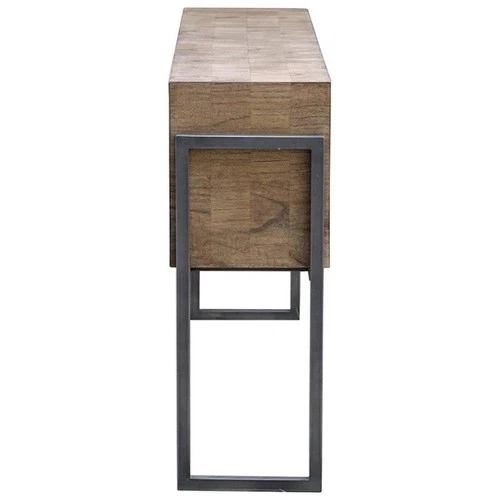 Uttermost Nevis Contemporary Wood and Metal Console Table in Oatmeal and Gray - Picture 4 of 12
