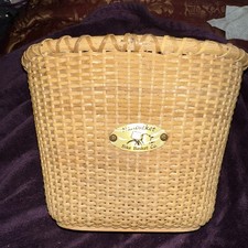 Nantucket Bicycle Lightship Oval Basket Natural Rattan + Leather Strap 10x10x 8