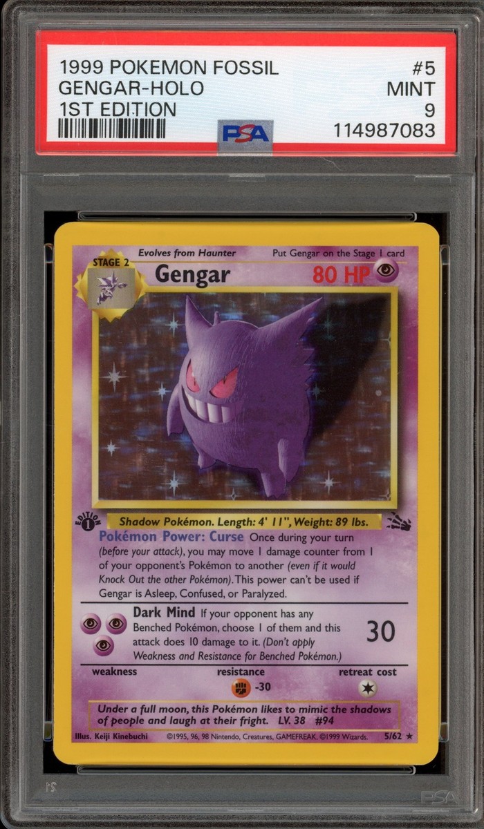 Pokemon Gengar Fossil 1st Edition Holo Rare #5 PSA 9 Mint | eBay