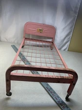 AMSCO PINK METAL DOLL E BED 18” TOY DOLL BED VINTAGE 1950s