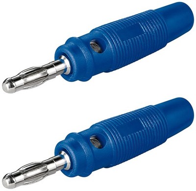 2x goobay Bananen Stecker mit Querloch 4 mm trittfest blau