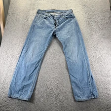 Levi's 569 Jeans Mens 33x32 Blue Denim Cotton Straight Faded Light Wash Workwear