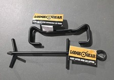Lodge Gear Camp Dutch Oven Reversible Lid Stand & Lifter Set of 2 - Black Metal