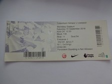 2018/19 Premier League Tottenham Spurs v Liverpool Ticket Stub