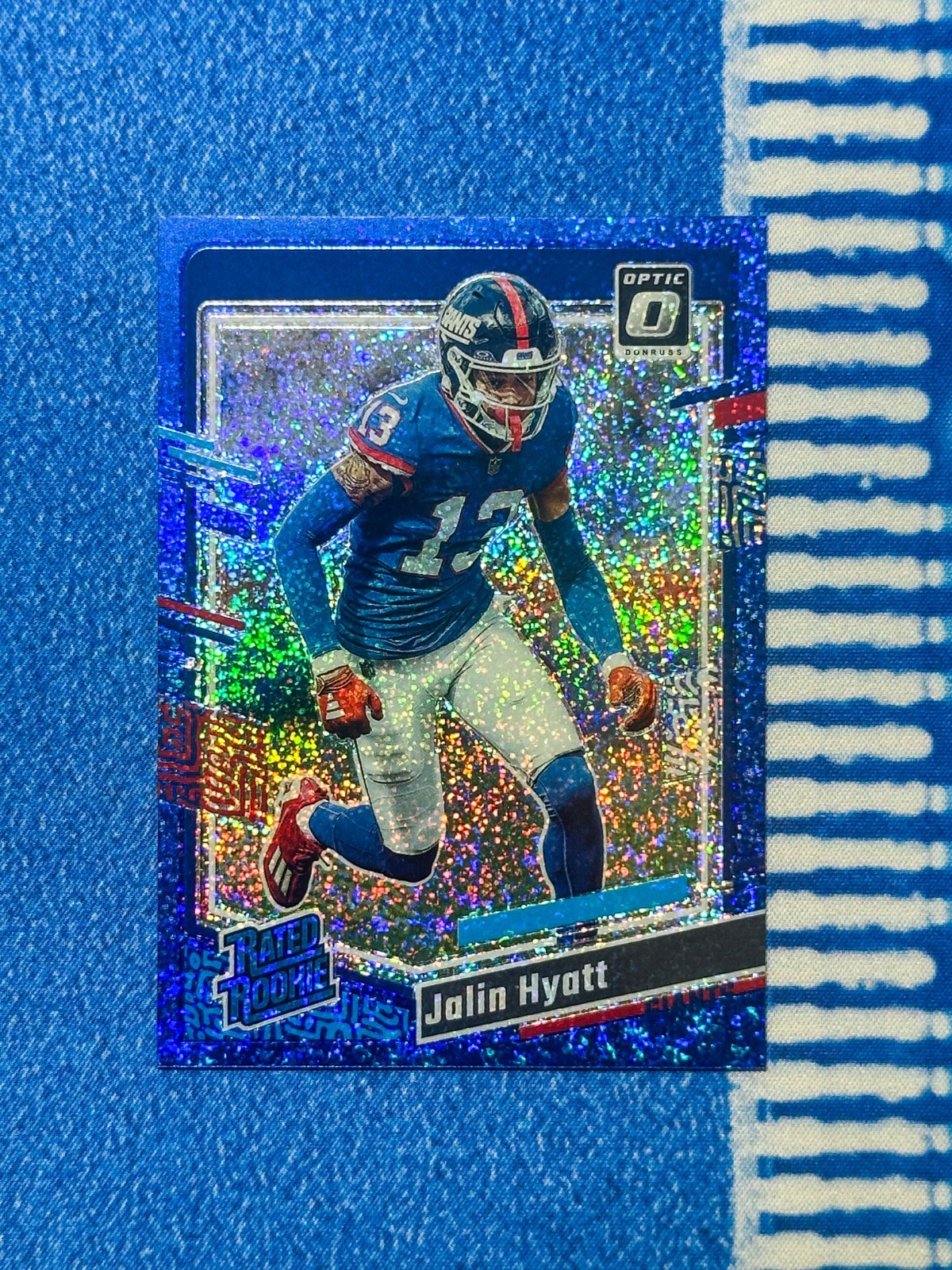 2023 Donruss Optic Jalin Hyatt Blue Glitter Prizm RC Rated Rookie #279 Giants
