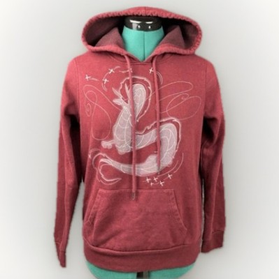 Spirited Away Hoodie S Haku Dragon Studio Ghibli Maroon Silver Embroidery