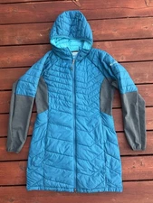 Columbia Omni-Heat Thermal Coil Heavenly Women’s Coat Size M Blue Puffer Hooded