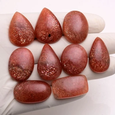 Set Aus 9 Stk Natürliche Sunstone Cabochon Unbehandelt Lose Edelsteine - Bild 1 von 4