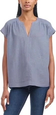 Splendid Women's Linen Blend Tunic Top, Blue, S