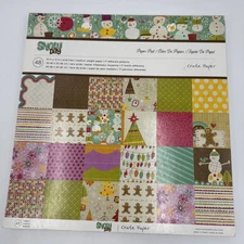 Crate Paper Snow Day  12 x 12 Paper Pad 48 Pages Scrapbooking 17 Patterns Winter