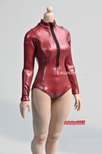 1/6 Red Tight Zippered Jumpsuit swimming suit Clothes Fit 12'' Female PH Figure